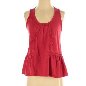 Chelsea and Violet Cherry Ruffle Peplum Crochet Sleeveless Tank Top X-Small 0-2